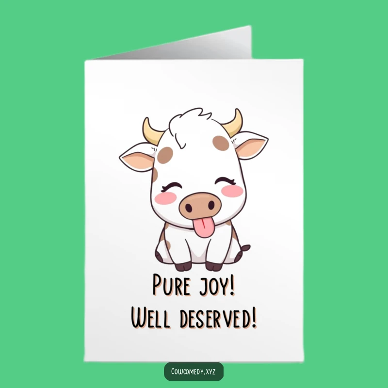 Free Printable Congrats Card: Happy Chewing Cow Funny Downloadable Gift Greeting Card