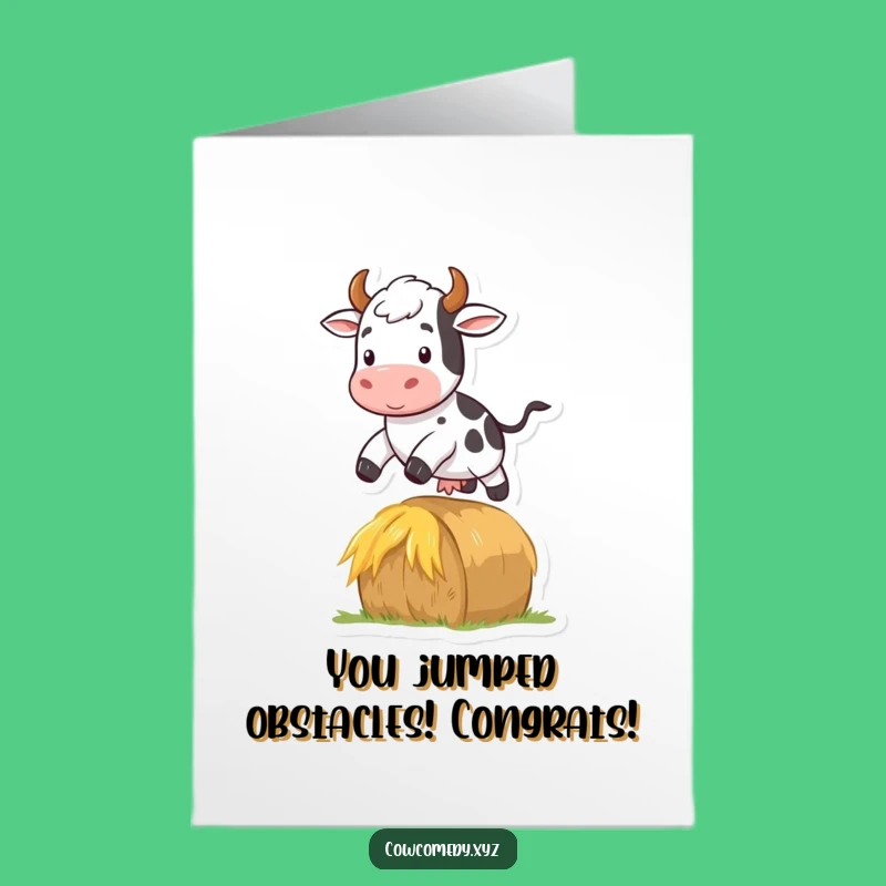 Free Printable Congrats Card: Jumping Cow Funny Downloadable Gift Greeting Card