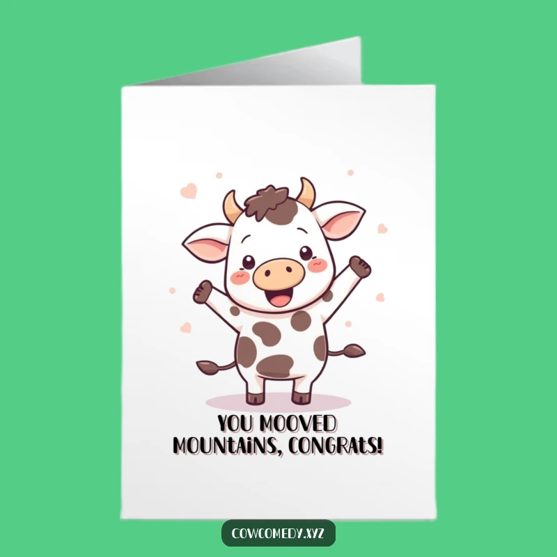 Free Printable Kawaii Cow Congrats Card: Dancing Spots Funny Downloadable