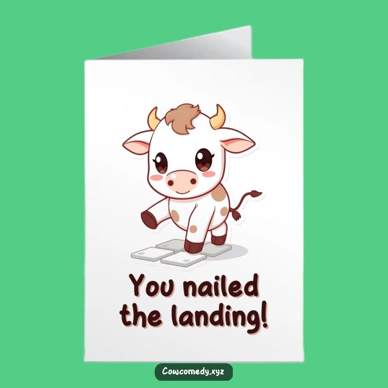 Free Printable Kawaii Cow Congrats Card: Hopscotch Star - Cute Downloadable!
