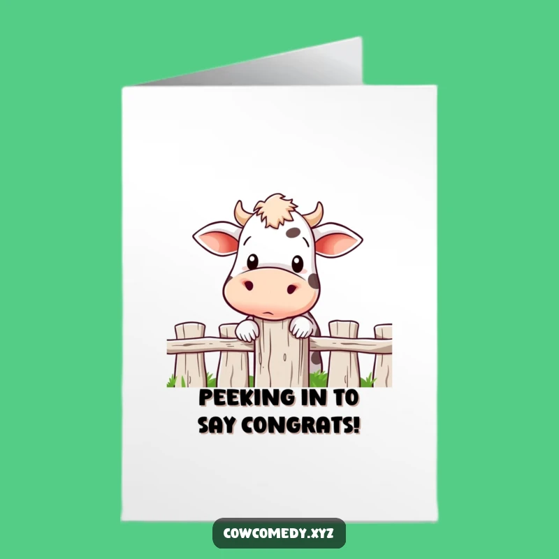 Hilarious Free Printable Congrats Card: Curious Cow Character - Intriguing Downloadable Gift