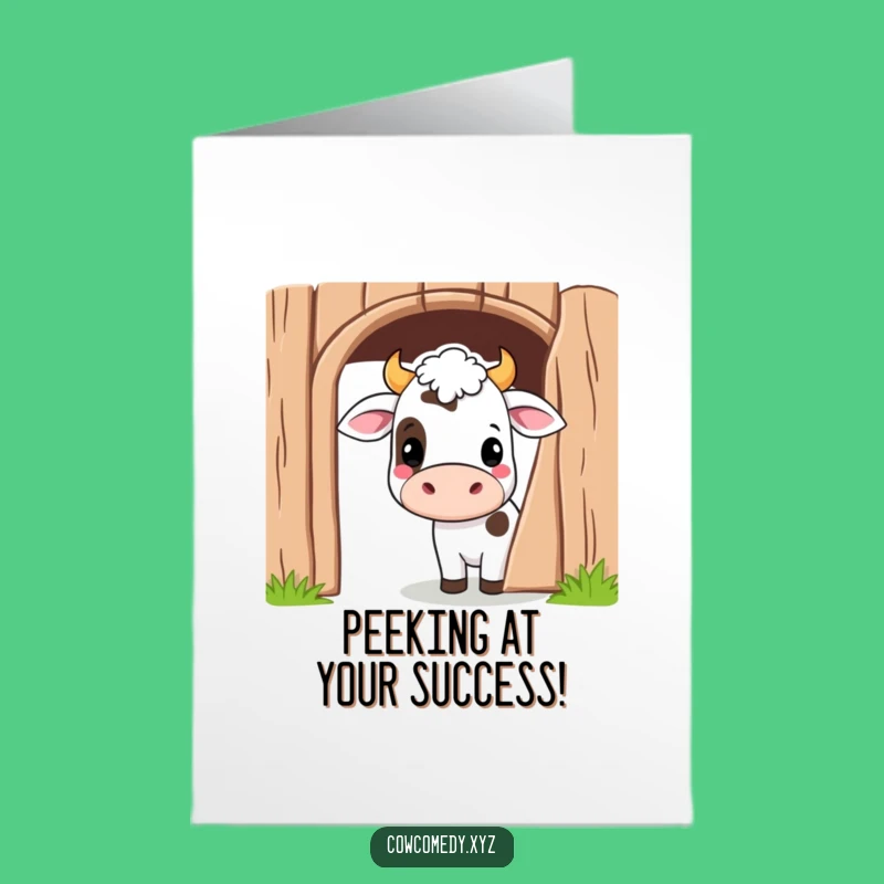 Free Printable Congrats Card: Playful Kawaii Cow Surprise, Humorous Downloadable Gift