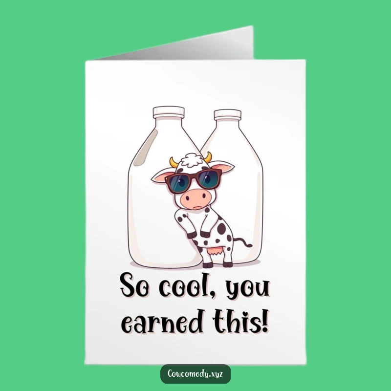 Free Printable Cow Congrats Card: Cool Shades Milk Jug Funny Gift