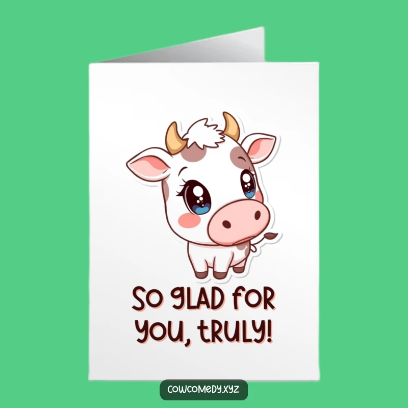 Free Printable Congrats Card: Sparkly Eyed Cow Tilting Head, Cute Downloadable Message