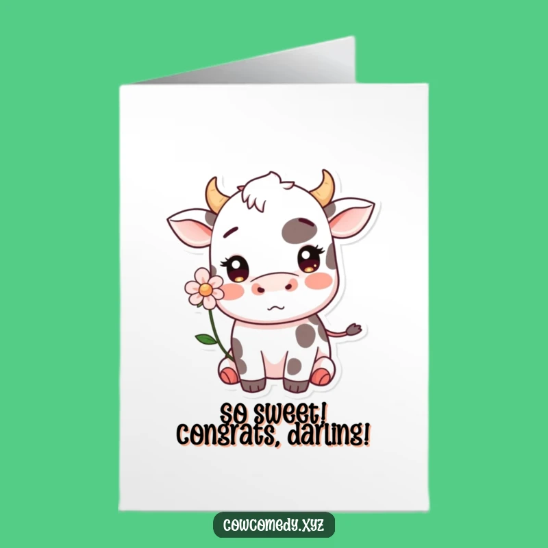 Free Printable Kawaii Cow Blushing Congrats: Funny Downloadable Charm for Celebrating Sweet Moments