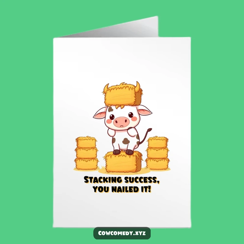 Free Printable Congrats Card: Determined Kawaii Cow, Hilarious Downloadable Gift