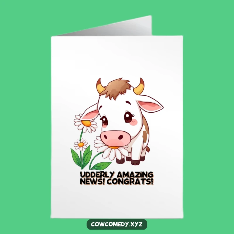 Free Printable Cow Congratulations Card: Daisy Sniffer Downloadable for Any Win