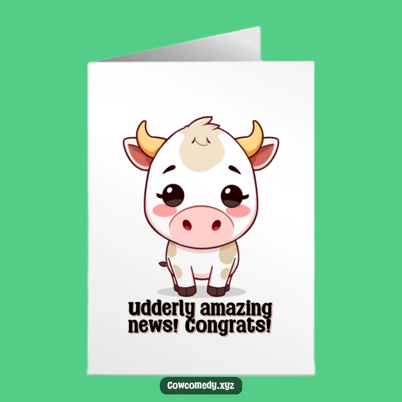 Free Printable Kawaii Cow Headbutt Congratulations Card - Funny Downloadable Greeting for Wins