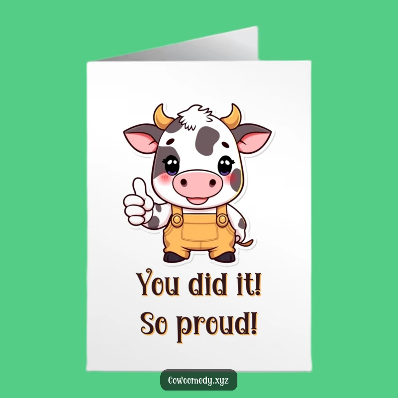 Free Printable Congrats Card: Thumbs Up Cow Funny Downloadable Gift Greeting Card