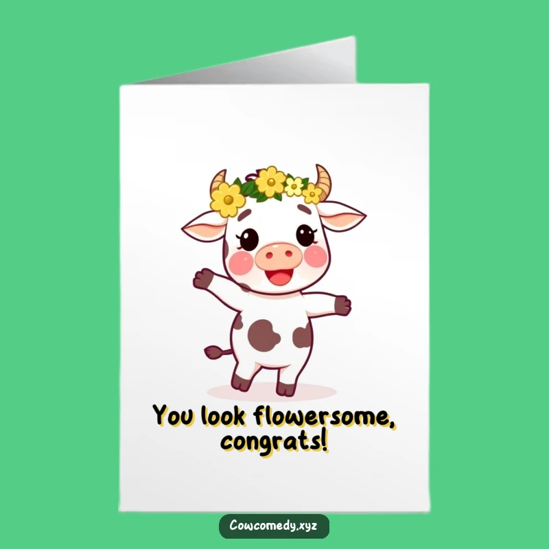 Celebratory Free Printable Congrats Card: Dancing Cow Character - Fun Downloadable Gift