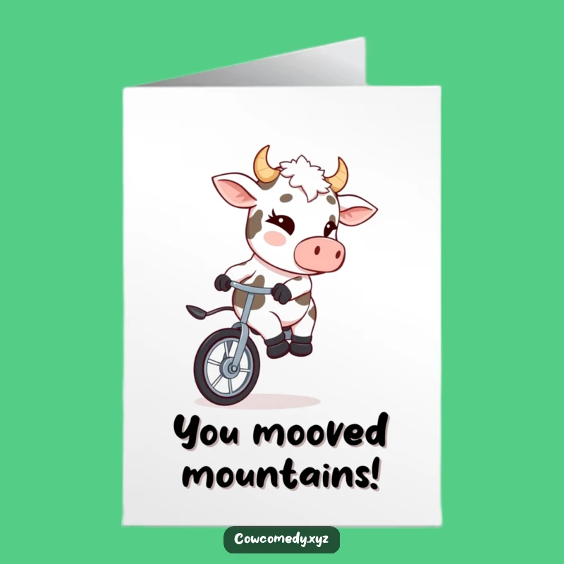 Free Printable Funny Cow Unicycle Congrats Card - Wacky Downloadable Gift