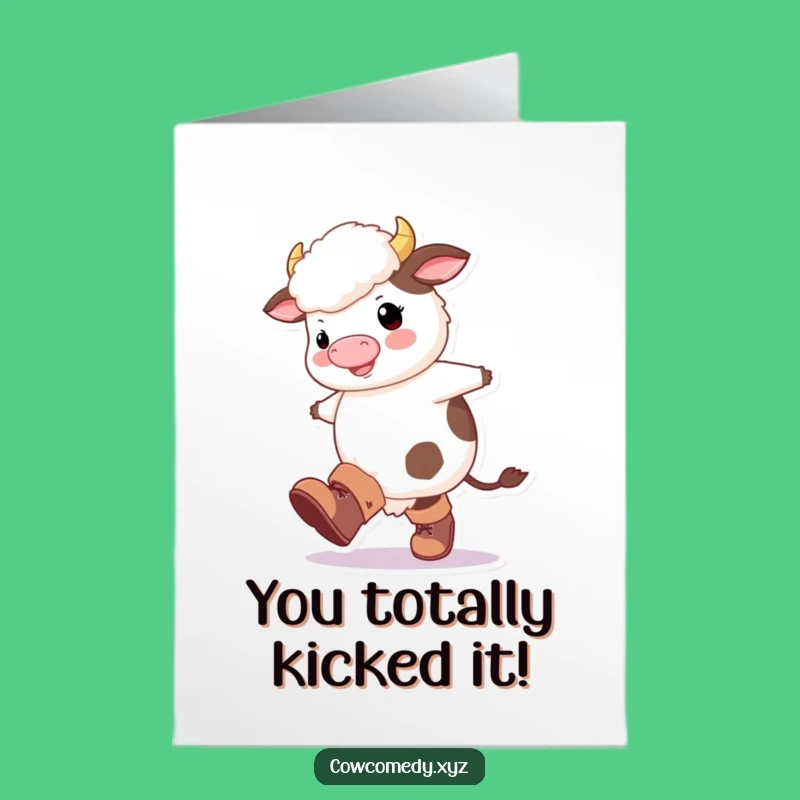 Free Printable Congrats Card: Happy Cow Boots! A Joyful Downloadable Gift.