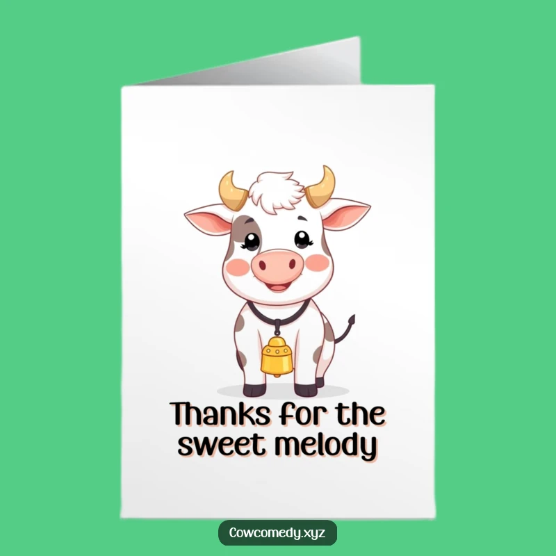 Charming Free Printable Thank You Card: Singing Cow Character - Sweet Downloadable Gift