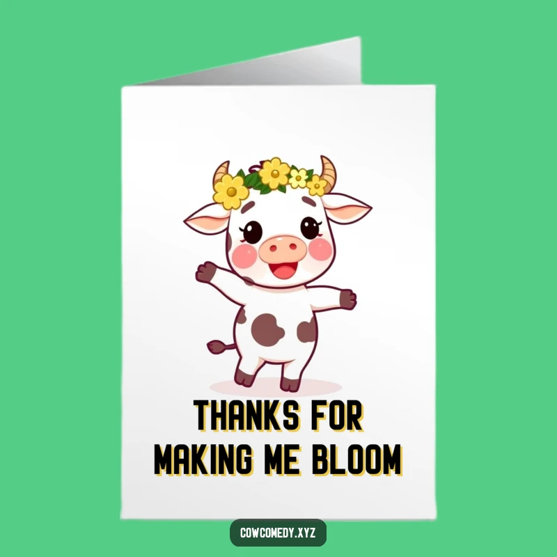 Delightful Free Printable Thank You Card: Dancing Cow Character - Cheerful Downloadable Gift
