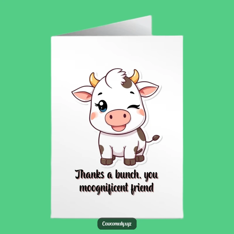 Free Printable Cow Thank You Card: Hilarious Kawaii Winking Cow Downloadable