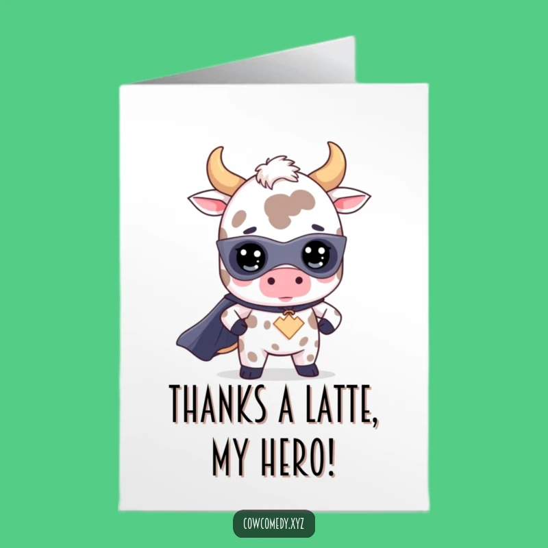 Free Printable Kawaii Cow Superhero Thank You Card - Funny Downloadable Note for Thanks