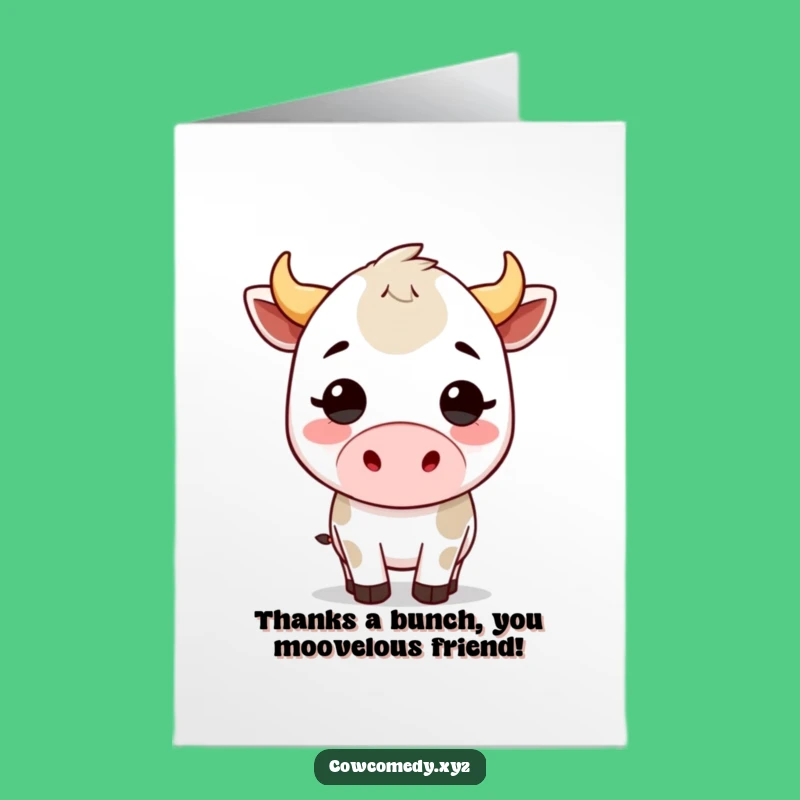 Free Printable Kawaii Cow Thank You Card - Funny Downloadable Note for Gratefulness