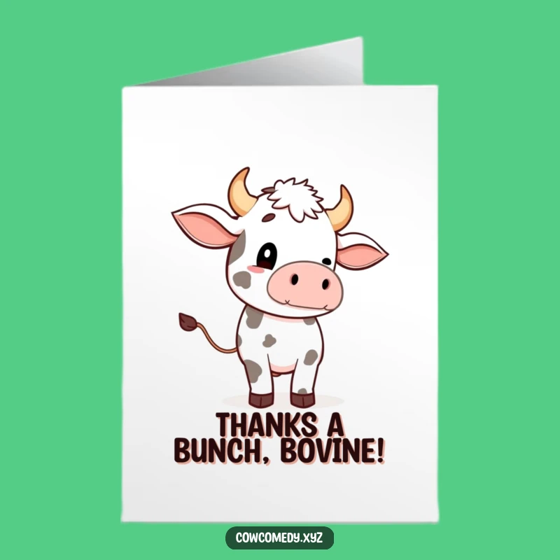 Free Printable Thank You Card: Funny Cow Tail Wave Unique DIY Gift Download
