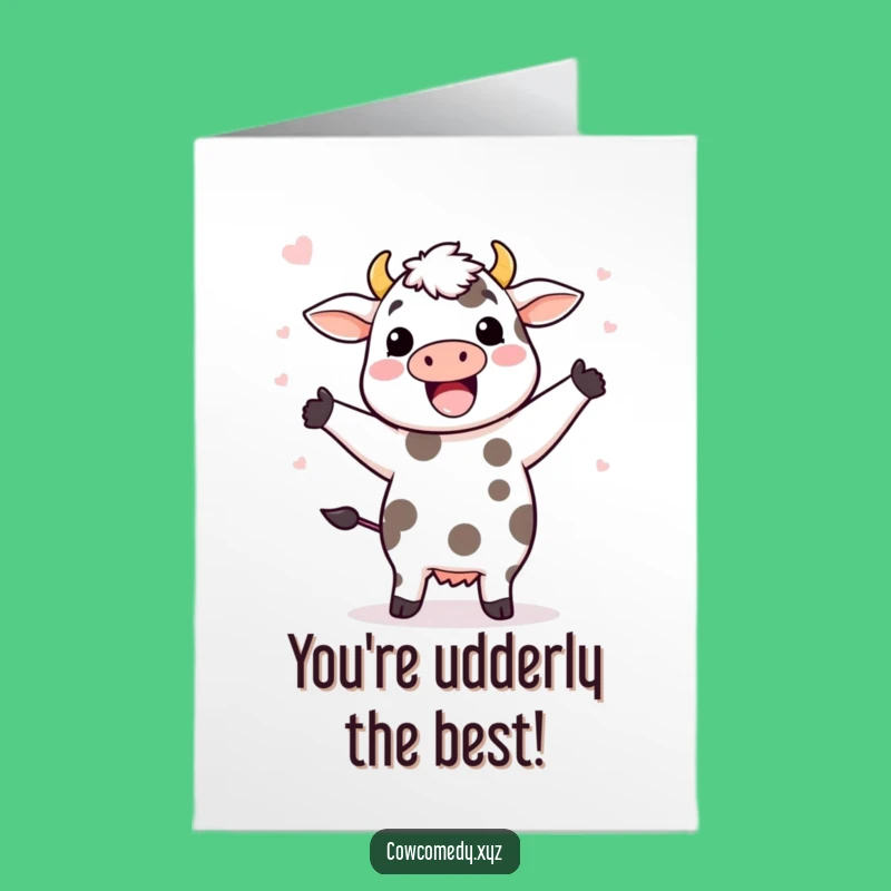 Free Printable Thank You Card: Kawaii Cow's Happy Dance! Express Gratitude with this DIY Gift.