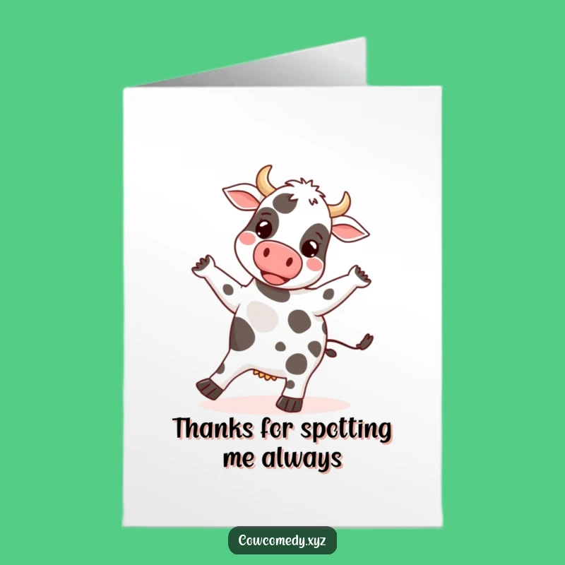 Free Printable Thank You Card: Whimsical Cow Dance Thanks, Downloadable for Heartfelt Gratitude