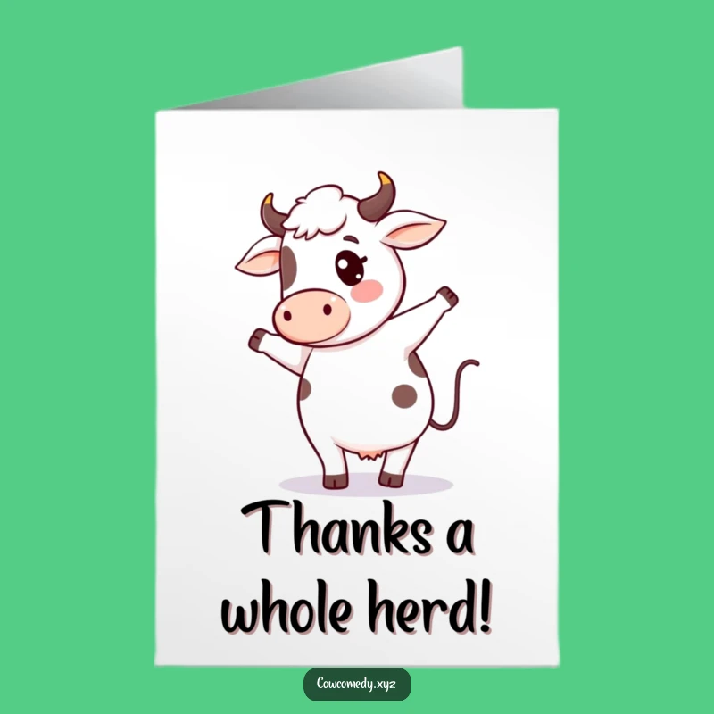 Free Printable Cow Dance Thank You Card: Funny Kawaii Downloadable Gift of Gratitude