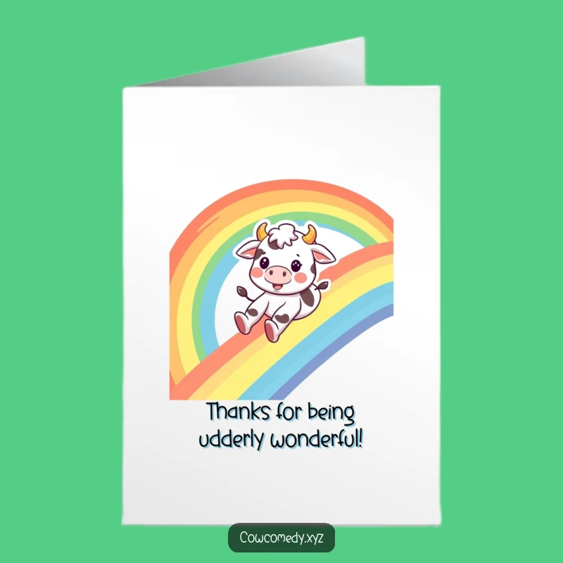 Free Printable Cow Thank You Card: Rainbow Gratitude, Funny Downloadable Gift for Thanks