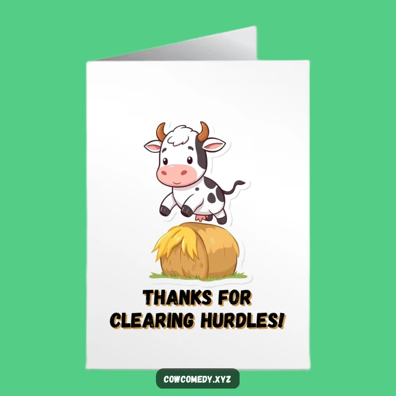 Free Printable Thank You Card: Jumping Cow Funny Downloadable Gift Greeting Card