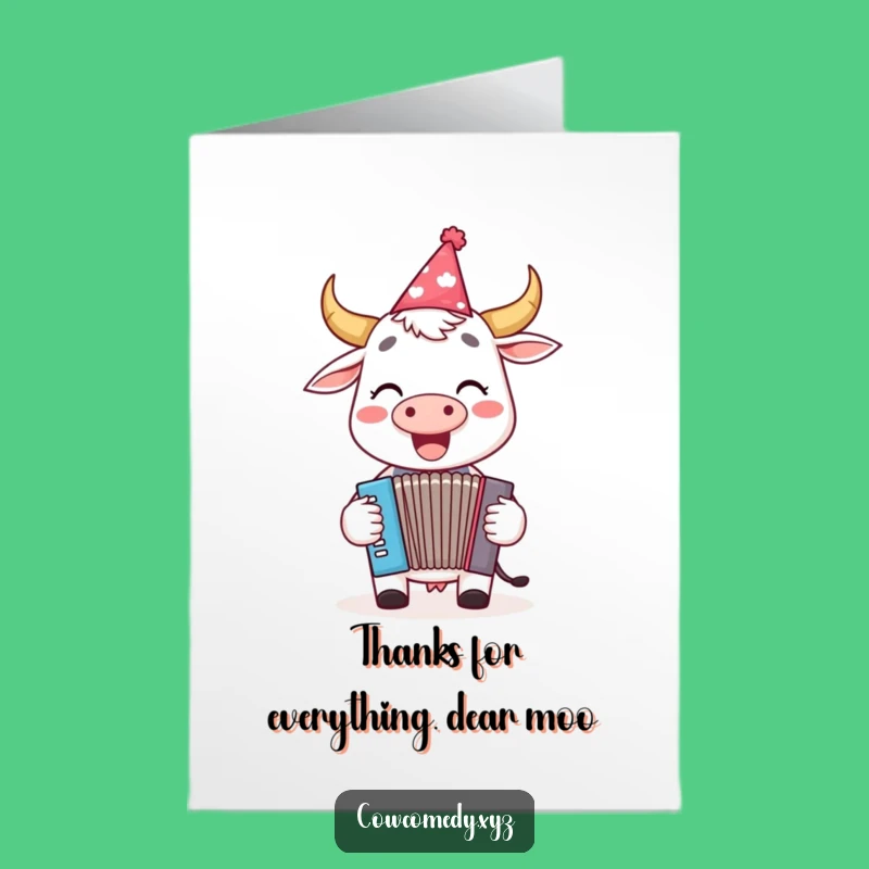 Free Printable Thank You Card: Whimsical Cow Accordion Thanks, Downloadable for Heartfelt Gratitude
