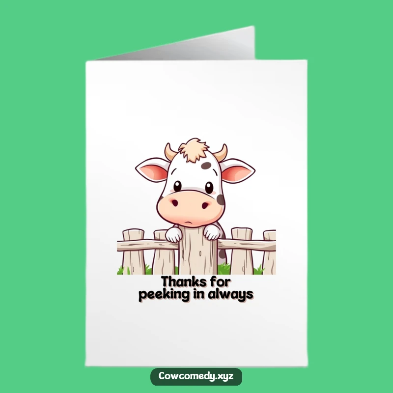 Charming Free Printable Thank You Card: Curious Cow Character - Sweet Downloadable Gift