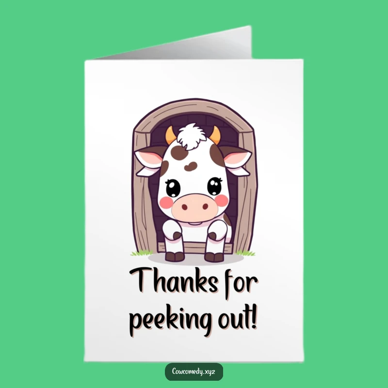 Funny Free Printable Thank You Card: Shy Kawaii Cow