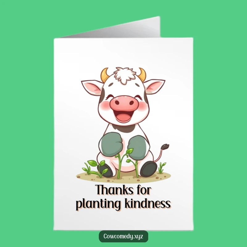 Free Printable Thank You Card: Cow's Garden Thanks - Funny Downloadable Gift