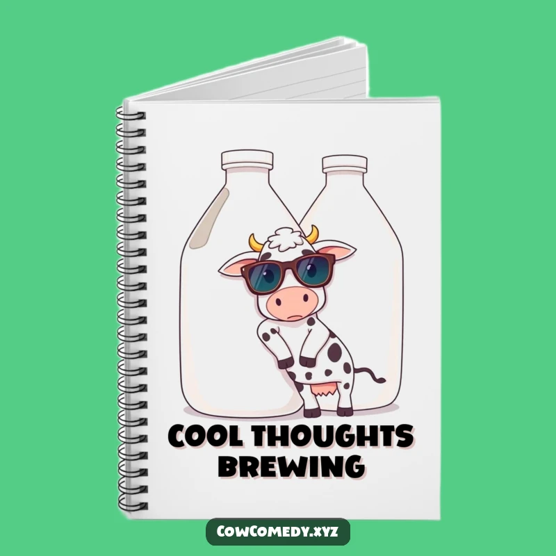 Funny Cool Cow Sunglasses Notebook. Chill Milk Jug Notes. Great Funny Gift For Writers!