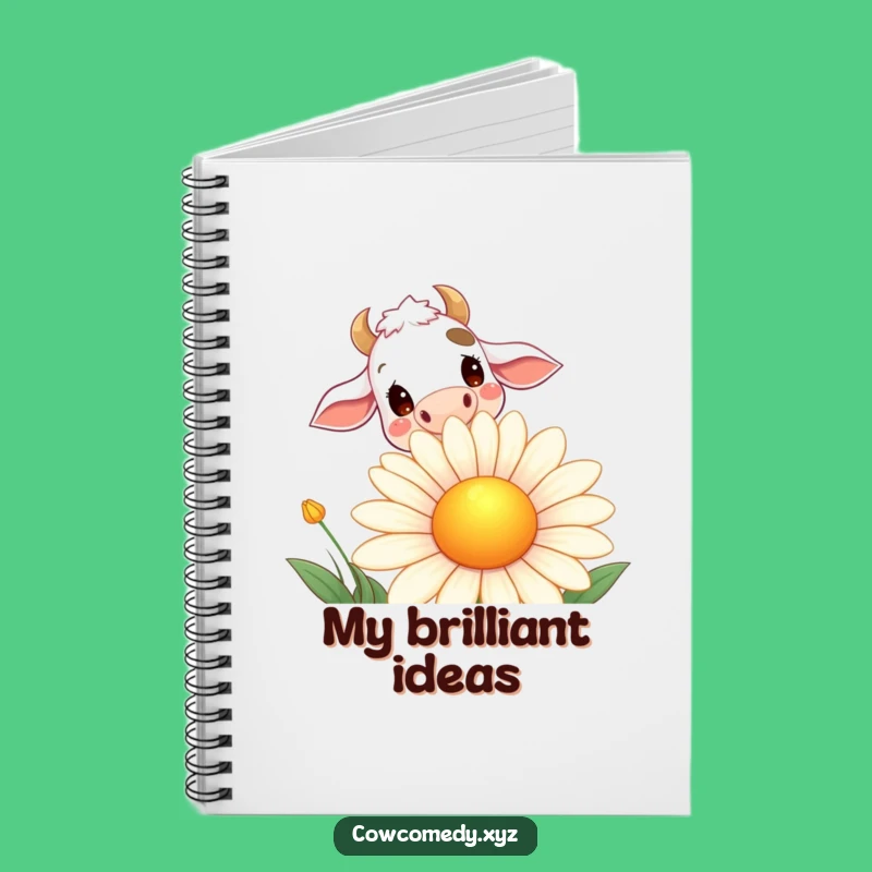 Funny Daisy Cow Notebook: Curious Cow Peeking Over Smiling Flower, Journal Your Thoughts