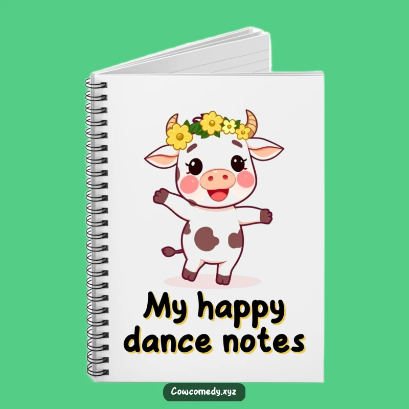 Funny Dancing Cow Flower Crown Notebook: Jot Down Groovy Ideas