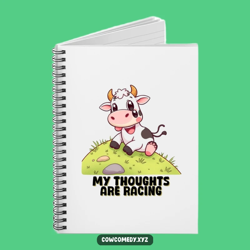 Funny Happy Cow Sliding Notebook - Jot Down Joyful Thoughts