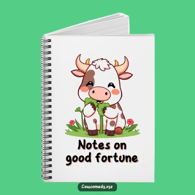Funny Kawaii Cow Clover Munch Notebook - Jot Down Lucky Ideas