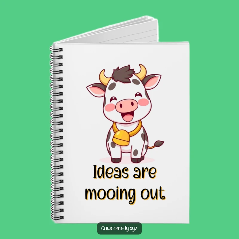 Funny Kawaii Cow Notebook: Joyful Cowbell Ringing Journal for Ideas