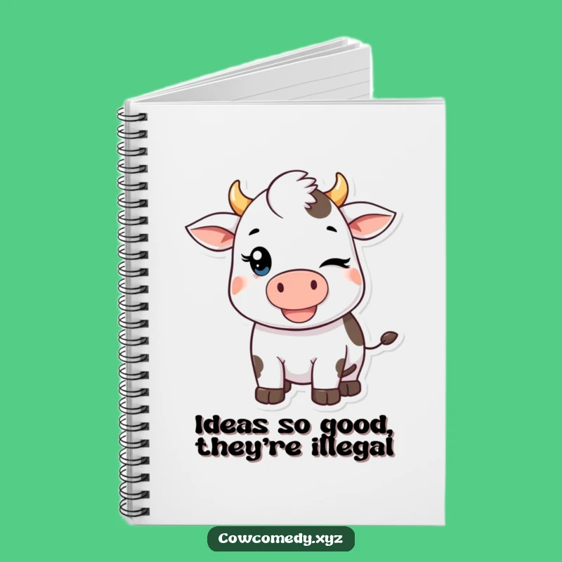 Funny Kawaii Cow Notebook: Winking Cow Journal for Your Funniest Thoughts!