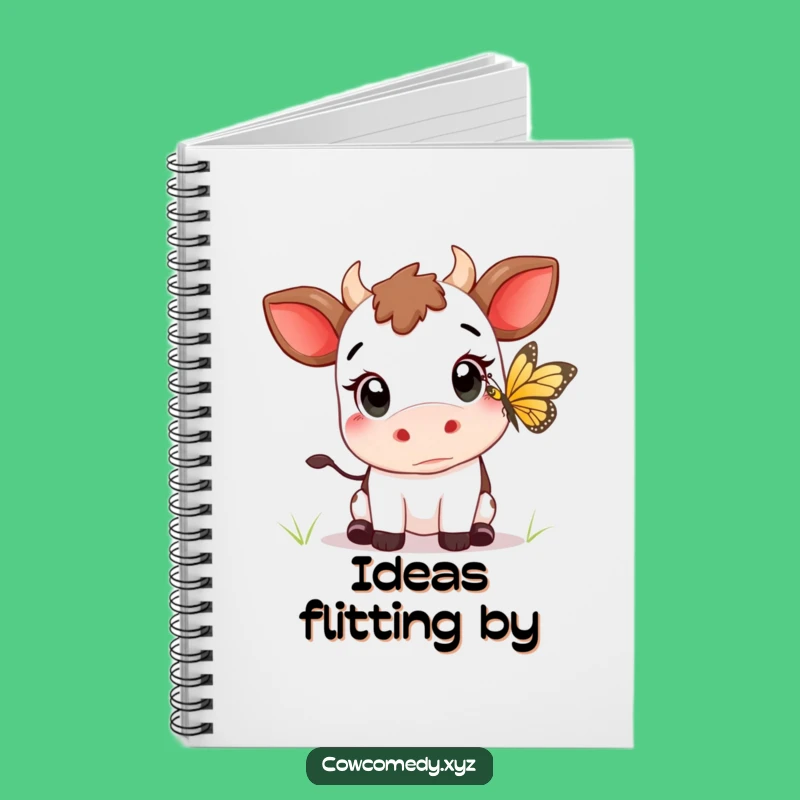 Funny Kawaii Cow Butterfly Notebook: Your Thoughts Take Flight