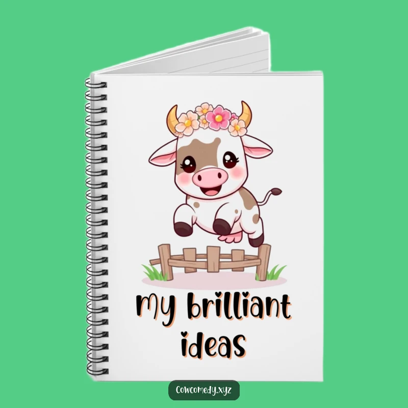 Funny Kawaii Cow Leap Notebook, Happy Journal for Joyful Ideas