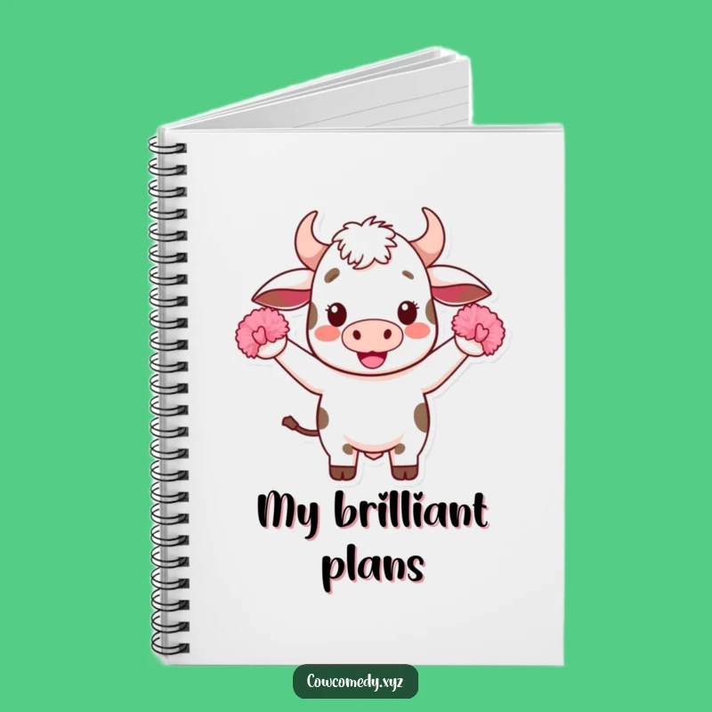Funny Kawaii Cow Notebook: Cheerful Pom-Pom Journal for Your Best Ideas!