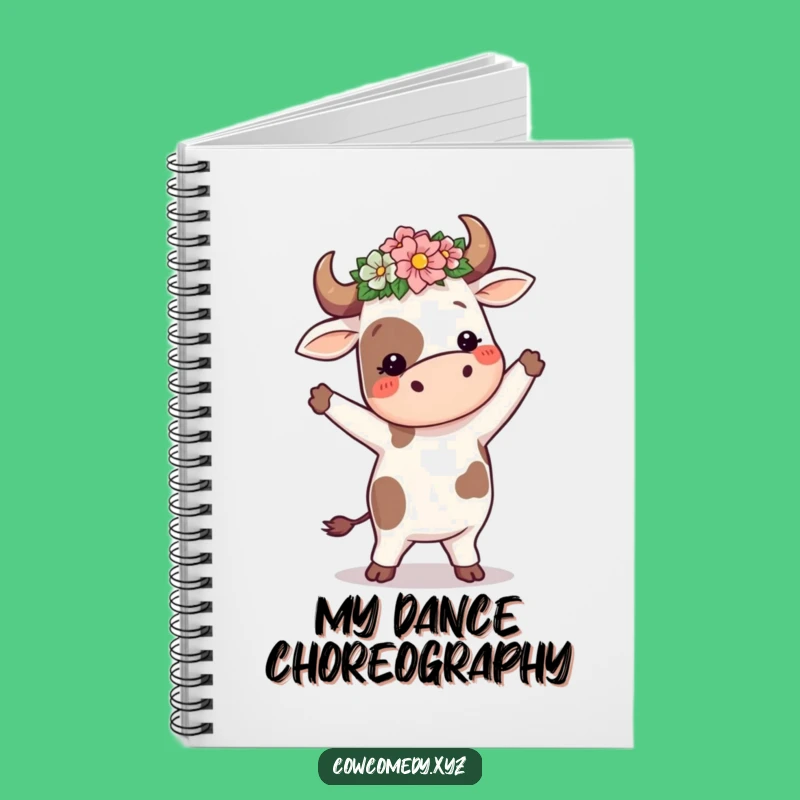 Funny Dancing Cow Flower Notebook: Silly Journal Gift