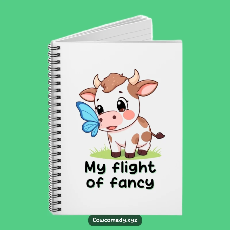 Funny Kawaii Cow Butterfly Notebook - Whimsical Journal Gift!
