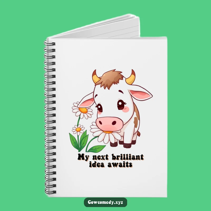 Funny Curious Cow Daisy Notebook - Jot Down Ideas Humorously