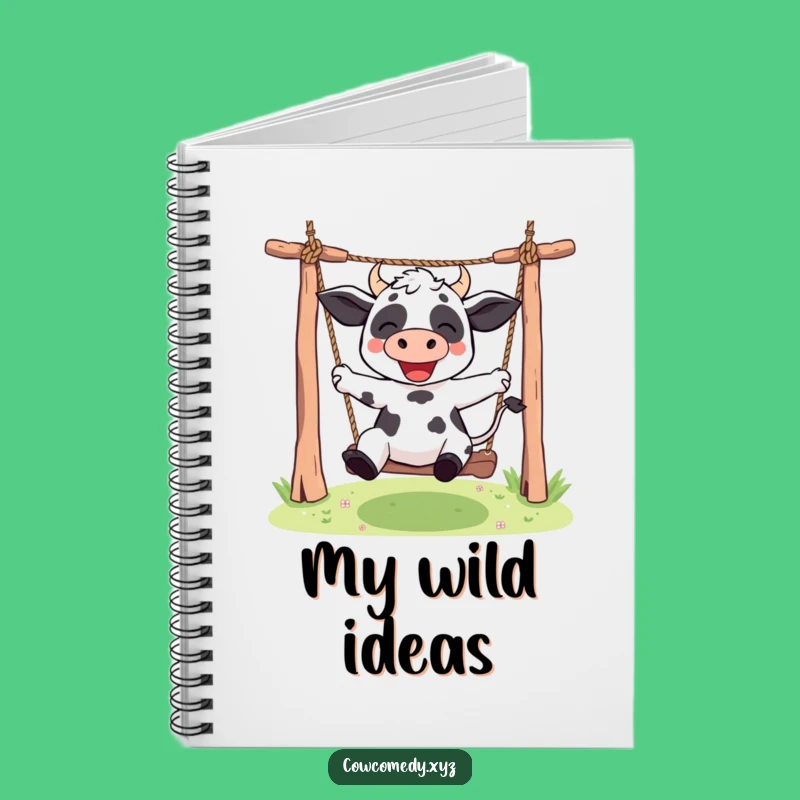 Funny Kawaii Cow Notebook: Swinging Thoughts - Cute & Humorous Journal