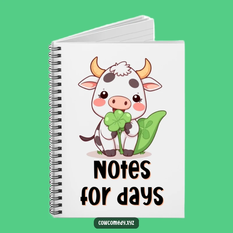 Funny Kawaii Cow Clover Notebook: Cute Journal for Lucky Notes