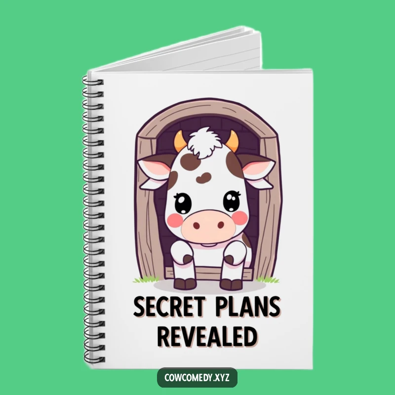 Funny Kawaii Cow Barn Peek Notebook - Jot Down Playful Ideas