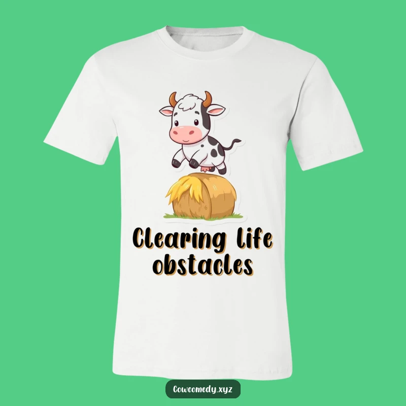 Funny Jumping Cow T-Shirt: Hay Bale Jump, Great Funny Farm Gift
