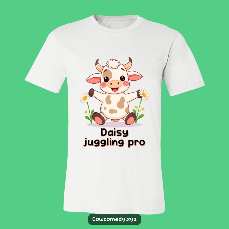 Funny Kawaii Cow Daisy Juggling T-Shirt - Whimsical Farm Animal Tee - Great Gift