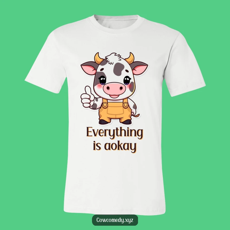 Funny Overalls Cow T-Shirt: Thumbs Up Style, Great Funny Farm Gift